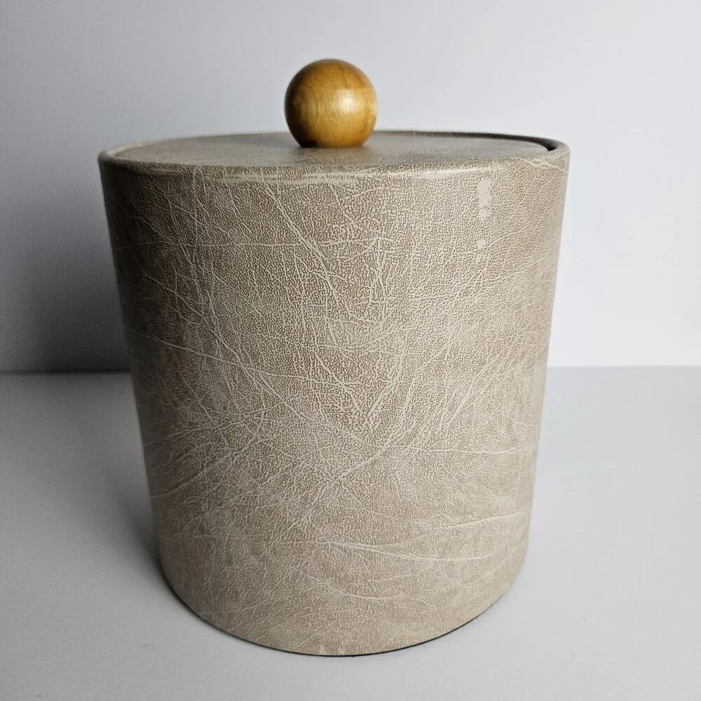 Vintage HAPCO 3qt Leatherette Ice Bucket MCM Barware Retro Entertaining Accent